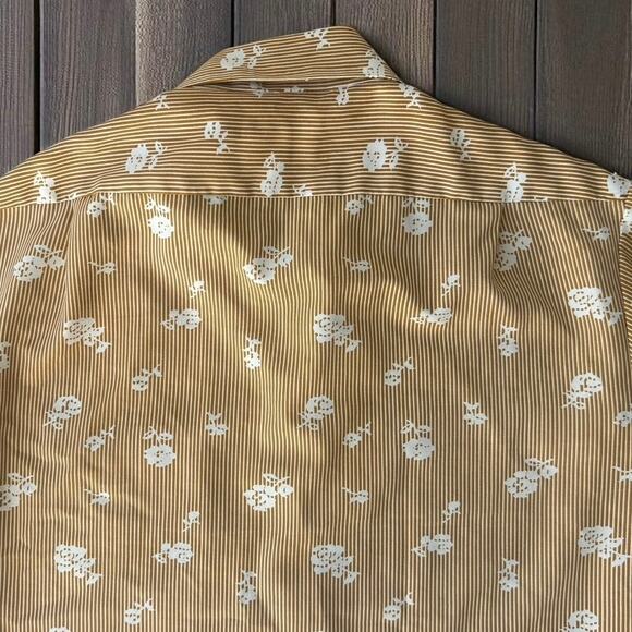 Vintage 70s Kmart Disco Floral Stripe Button Down Shirt Rockabilly Men's Large - Picture 9 of 11